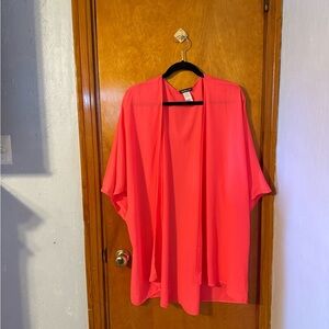 HEIMISH USA Vibrant Coral Open-Front Kimono